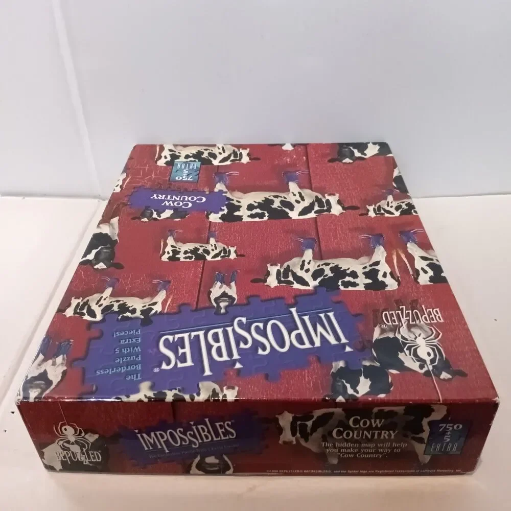 Vintage BePuzzled Impossibles Cow Country Jigsaw Puzzle-1998-750 Pc-Borderless